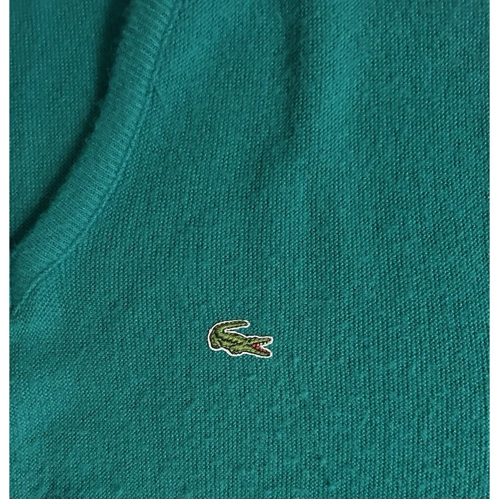 Izod Lacoste Vintage V-Neck Acrylic Sweater, 70-80's Made In USA Kelly Green L